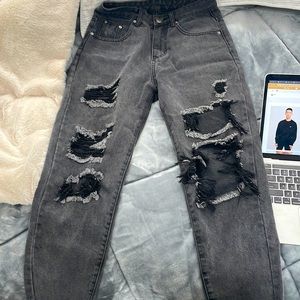 Shein black rip jeans